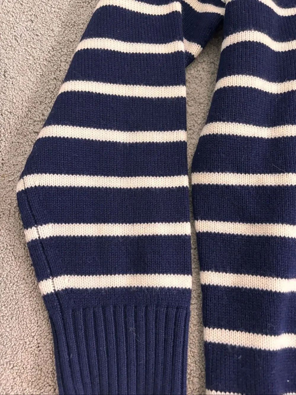 Ralph Lauren Navy & Cream Striped Wool Knit Sweater dress A46 - Picture 3 of 9